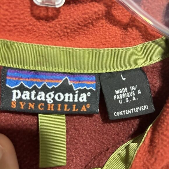 Patagonia Womens Jacket Full Zip Size LARGE Solid Rust High Neck Collared - Picture 2 of 10